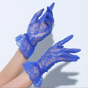 NWT Blue Lace Gloves Elegant Bridal Wedding Bridesmaid Formal